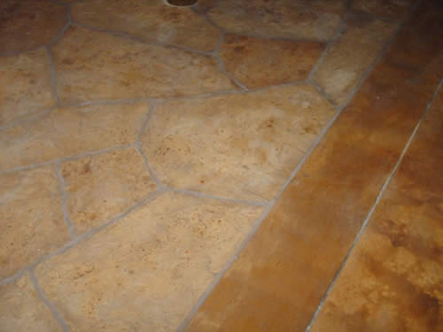acid stain with thin stamped overlay