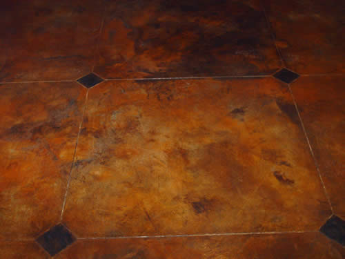 acid stain over concrete overlay