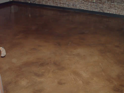 concrete overlay burnished with color