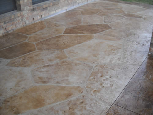 thin stamped overlay hand-cut flagstone